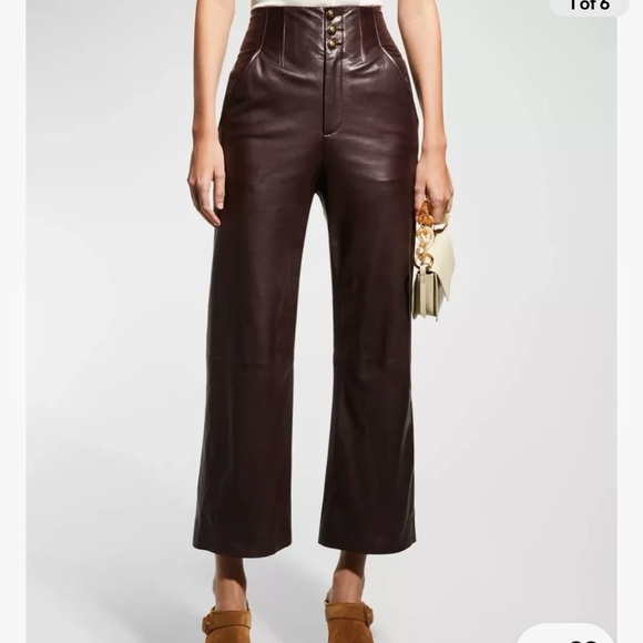 VERONICA BEARD Arcello High Rise Leather Pants - Size 10 - NWT ($1098US)! - Picture 2 of 9
